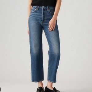 Levis Ribcage Straight In Dark Blue wash Women's Jeans Size 24